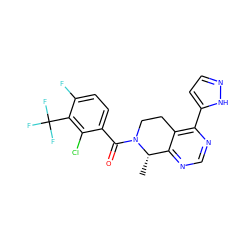 C[C@H]1c2ncnc(-c3ccn[nH]3)c2CCN1C(=O)c1ccc(F)c(C(F)(F)F)c1Cl ZINC000225937730