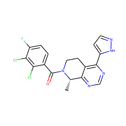 C[C@H]1c2ncnc(-c3ccn[nH]3)c2CCN1C(=O)c1ccc(F)c(Cl)c1Cl ZINC000225927982