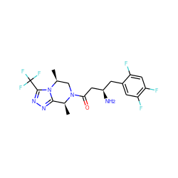 C[C@H]1c2nnc(C(F)(F)F)n2[C@@H](C)CN1C(=O)C[C@H](N)Cc1cc(F)c(F)cc1F ZINC000028967412