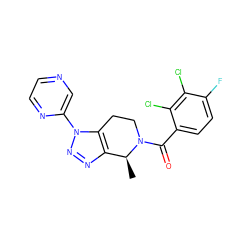 C[C@H]1c2nnn(-c3cnccn3)c2CCN1C(=O)c1ccc(F)c(Cl)c1Cl ZINC000218439289