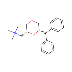 C[N+](C)(C)C[C@@H]1COC[C@H](C(c2ccccc2)c2ccccc2)O1 ZINC000084725191