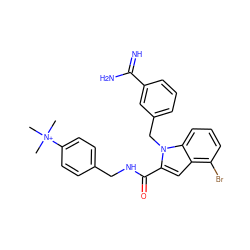 C[N+](C)(C)c1ccc(CNC(=O)c2cc3c(Br)cccc3n2Cc2cccc(C(=N)N)c2)cc1 ZINC000013474327