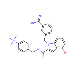 C[N+](C)(C)c1ccc(CNC(=O)c2cc3c(O)cccc3n2Cc2cccc(C(=N)N)c2)cc1 ZINC000001490440