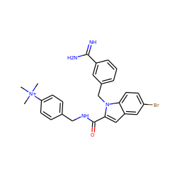 C[N+](C)(C)c1ccc(CNC(=O)c2cc3cc(Br)ccc3n2Cc2cccc(C(=N)N)c2)cc1 ZINC000013474328