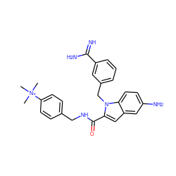 C[N+](C)(C)c1ccc(CNC(=O)c2cc3cc(N)ccc3n2Cc2cccc(C(=N)N)c2)cc1 ZINC000013474326