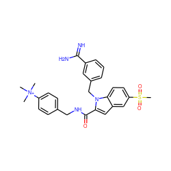 C[N+](C)(C)c1ccc(CNC(=O)c2cc3cc(S(C)(=O)=O)ccc3n2Cc2cccc(C(=N)N)c2)cc1 ZINC000013474324