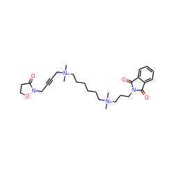 C[N+](C)(CC#CCN1OCCC1=O)CCCCCC[N+](C)(C)CCCN1C(=O)c2ccccc2C1=O ZINC000013679132