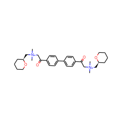 C[N+](C)(CC(=O)c1ccc(-c2ccc(C(=O)C[N+](C)(C)C[C@@H]3CCCCO3)cc2)cc1)C[C@@H]1CCCCO1 ZINC000013649936