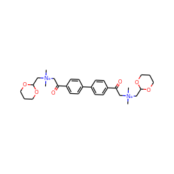 C[N+](C)(CC(=O)c1ccc(-c2ccc(C(=O)C[N+](C)(C)CC3OCCCO3)cc2)cc1)CC1OCCCO1 ZINC000013649934