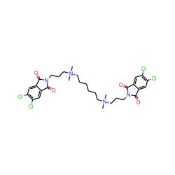 C[N+](C)(CCCCCC[N+](C)(C)CCCN1C(=O)c2cc(Cl)c(Cl)cc2C1=O)CCCN1C(=O)c2cc(Cl)c(Cl)cc2C1=O ZINC000025988343