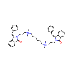 C[N+](C)(CCCCCC[N+](C)(C)CCCN1C(=O)c2ccccc2/C1=C\c1ccccc1)CCCN1C(=O)c2ccccc2/C1=C/c1ccccc1 ZINC000150545679