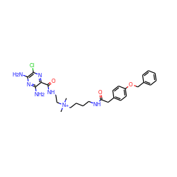 C[N+](C)(CCCCNC(=O)Cc1ccc(OCc2ccccc2)cc1)CCNC(=O)c1nc(Cl)c(N)nc1N ZINC000073198818