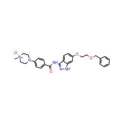 C[N+]1([O-])CCN(c2ccc(C(=O)Nc3n[nH]c4cc(OCCOCc5ccccc5)ccc34)cc2)CC1 ZINC000144601152