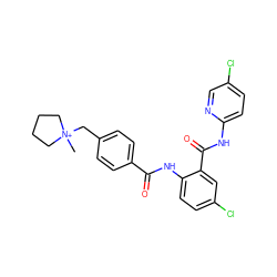 C[N+]1(Cc2ccc(C(=O)Nc3ccc(Cl)cc3C(=O)Nc3ccc(Cl)cn3)cc2)CCCC1 ZINC000034689191