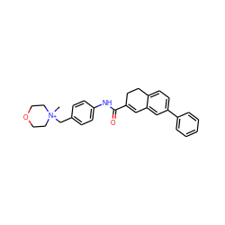 C[N+]1(Cc2ccc(NC(=O)C3=Cc4cc(-c5ccccc5)ccc4CC3)cc2)CCOCC1 ZINC000013808535