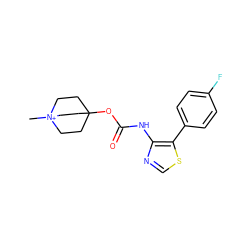 C[N+]12CCC(OC(=O)Nc3ncsc3-c3ccc(F)cc3)(CC1)CC2 ZINC000169331625