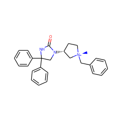 C[N@+]1(Cc2ccccc2)CC[C@@H](N2CC(c3ccccc3)(c3ccccc3)NC2=O)C1 ZINC000261129643