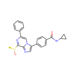 C[S@+]([O-])c1nc(-c2ccccc2)cn2c(-c3ccc(C(=O)NC4CC4)cc3)cnc12 ZINC000118746002