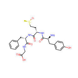 C[S@@+]([O-])CC[C@H](NC(=O)[C@@H](N)Cc1ccc(O)cc1)C(=O)N[C@@H](Cc1ccccc1)C(=O)NCC(=O)O ZINC000029327871
