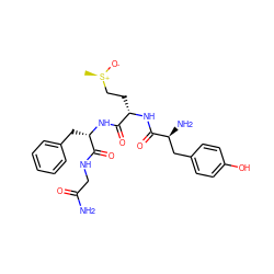 C[S@@+]([O-])CC[C@H](NC(=O)[C@@H](N)Cc1ccc(O)cc1)C(=O)N[C@@H](Cc1ccccc1)C(=O)NCC(N)=O ZINC000084462208