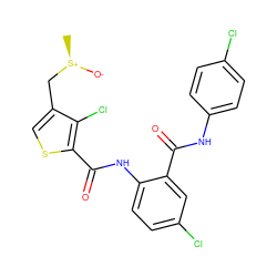 C[S@@+]([O-])Cc1csc(C(=O)Nc2ccc(Cl)cc2C(=O)Nc2ccc(Cl)cc2)c1Cl ZINC000014963784