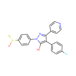 C[S@@+]([O-])c1ccc(-n2nc(-c3ccncc3)c(-c3ccc(F)cc3)c2O)cc1 ZINC000100033043