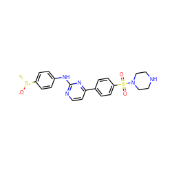 C[S@@+]([O-])c1ccc(Nc2nccc(-c3ccc(S(=O)(=O)N4CCNCC4)cc3)n2)cc1 ZINC000013588912