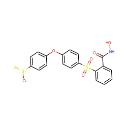 C[S@@+]([O-])c1ccc(Oc2ccc(S(=O)(=O)c3ccccc3C(=O)NO)cc2)cc1 ZINC000045300346