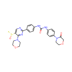 C[S@@+]([O-])c1cnc(-c2ccc(NC(=O)Nc3ccc(N4CCOCC4=O)cc3)cc2)nc1N1CCOCC1 ZINC000118162141