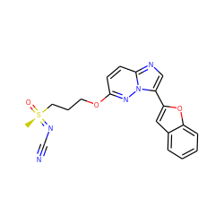 C[S@@](=O)(CCCOc1ccc2ncc(-c3cc4ccccc4o3)n2n1)=NC#N ZINC000204948011