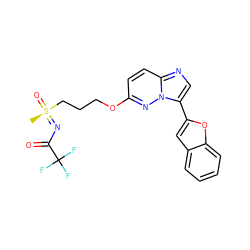 C[S@@](=O)(CCCOc1ccc2ncc(-c3cc4ccccc4o3)n2n1)=NC(=O)C(F)(F)F ZINC000204938282