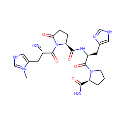 C[n+]1c[nH]cc1C[C@H](N)C(=O)N1C(=O)CC[C@H]1C(=O)N[C@@H](Cc1c[nH]cn1)C(=O)N1CCC[C@H]1C(N)=O ZINC000052981327