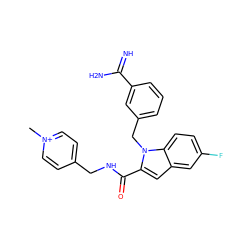 C[n+]1ccc(CNC(=O)c2cc3cc(F)ccc3n2Cc2cccc(C(=N)N)c2)cc1 ZINC000013474298