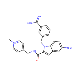 C[n+]1ccc(CNC(=O)c2cc3cc(N)ccc3n2Cc2cccc(C(=N)N)c2)cc1 ZINC000013474300