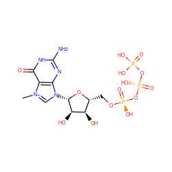 C[n+]1cn([C@@H]2O[C@H](CO[P@@](=O)(O)O[P@@](=O)(O)OP(=O)(O)O)[C@@H](O)[C@H]2O)c2nc(N)[nH]c(=O)c21 ZINC000015601432