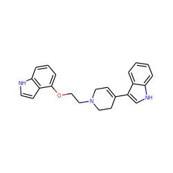 C1=C(c2c[nH]c3ccccc23)CCN(CCOc2cccc3[nH]ccc23)C1 ZINC000013437400