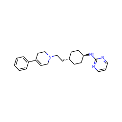 C1=C(c2ccccc2)CCN(CC[C@H]2CC[C@H](Nc3ncccn3)CC2)C1 ZINC000261077339