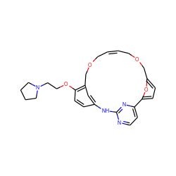 C1=C/COCc2cc(ccc2OCCN2CCCC2)Nc2nccc(n2)-c2ccc(o2)COC/1 ZINC000084709451