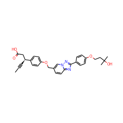 CC#C[C@@H](CC(=O)O)c1ccc(OCc2ccc3nc(-c4ccc(OCCC(C)(C)O)cc4)nn3c2)cc1 ZINC001772656046