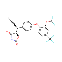 CC#C[C@@H](c1ccc(Oc2ccc(C(F)(F)F)cc2OC(F)F)cc1)[C@H]1OC(=O)NC1=O ZINC000071333152