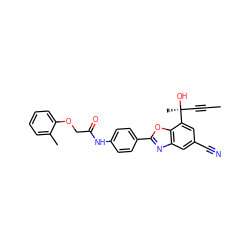 CC#C[C@](C)(O)c1cc(C#N)cc2nc(-c3ccc(NC(=O)COc4ccccc4C)cc3)oc12 ZINC000045351375