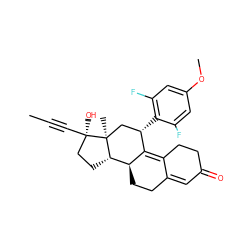 CC#C[C@]1(O)CC[C@H]2[C@@H]3CCC4=CC(=O)CCC4=C3[C@@H](c3c(F)cc(OC)cc3F)C[C@@]21C ZINC000034802069