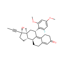 CC#C[C@]1(O)CC[C@H]2[C@@H]3CCC4=CC(=O)CCC4=C3[C@@H](c3c(F)cc(OC)cc3OC)C[C@@]21C ZINC000034802068