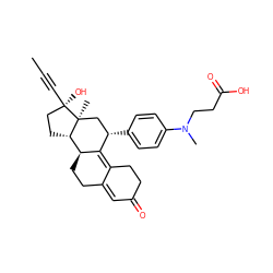 CC#C[C@]1(O)CC[C@H]2[C@@H]3CCC4=CC(=O)CCC4=C3[C@@H](c3ccc(N(C)CCC(=O)O)cc3)C[C@@]21C ZINC000053276043