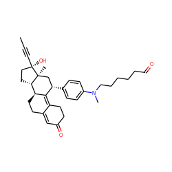 CC#C[C@]1(O)CC[C@H]2[C@@H]3CCC4=CC(=O)CCC4=C3[C@@H](c3ccc(N(C)CCCCCC=O)cc3)C[C@@]21C ZINC000044352463