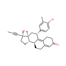 CC#C[C@]1(O)CC[C@H]2[C@@H]3CCC4=CC(=O)CCC4=C3[C@@H](c3ccc(O)c(C)c3)C[C@@]21C ZINC000034802074