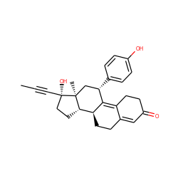 CC#C[C@]1(O)CC[C@H]2[C@@H]3CCC4=CC(=O)CCC4=C3[C@@H](c3ccc(O)cc3)C[C@@]21C ZINC000040950335