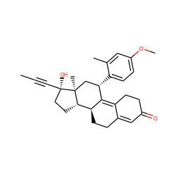 CC#C[C@]1(O)CC[C@H]2[C@@H]3CCC4=CC(=O)CCC4=C3[C@@H](c3ccc(OC)cc3C)C[C@@]21C ZINC000034802070