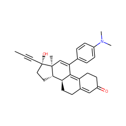 CC#C[C@]1(O)CC[C@H]2[C@@H]3CCC4=CC(=O)CCC4=C3C(c3ccc(N(C)C)cc3)=C[C@@]21C ZINC000073224302