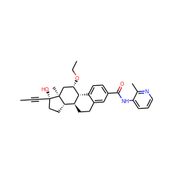 CC#C[C@]1(O)CC[C@H]2[C@@H]3CCc4cc(C(=O)Nc5cccnc5C)ccc4[C@H]3[C@@H](OCC)C[C@@]21C ZINC001772577964